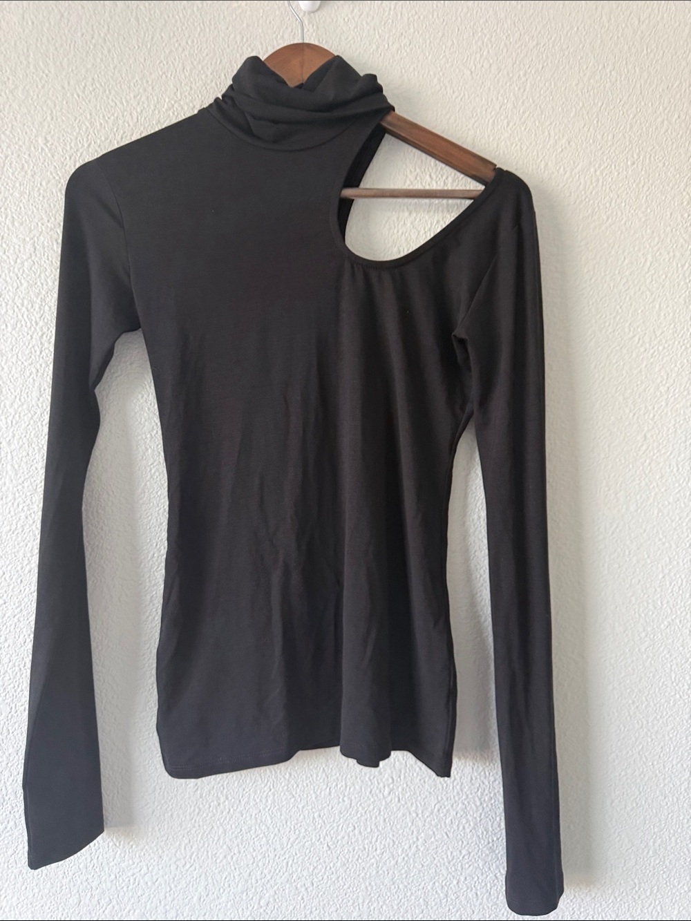 Marcella Turtle neck Black Allegra Cut Out Asymmetrical Jersey Long Sleeve Sm - Picture 7 of 11